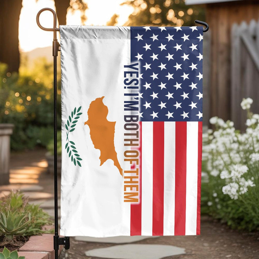 Cyprus American Flag Garden Flag | Yes I'm Both Of Them Design | Premium Weather-Resistant Polyester | Patriotic Dual Heritage Yard Decor Gift