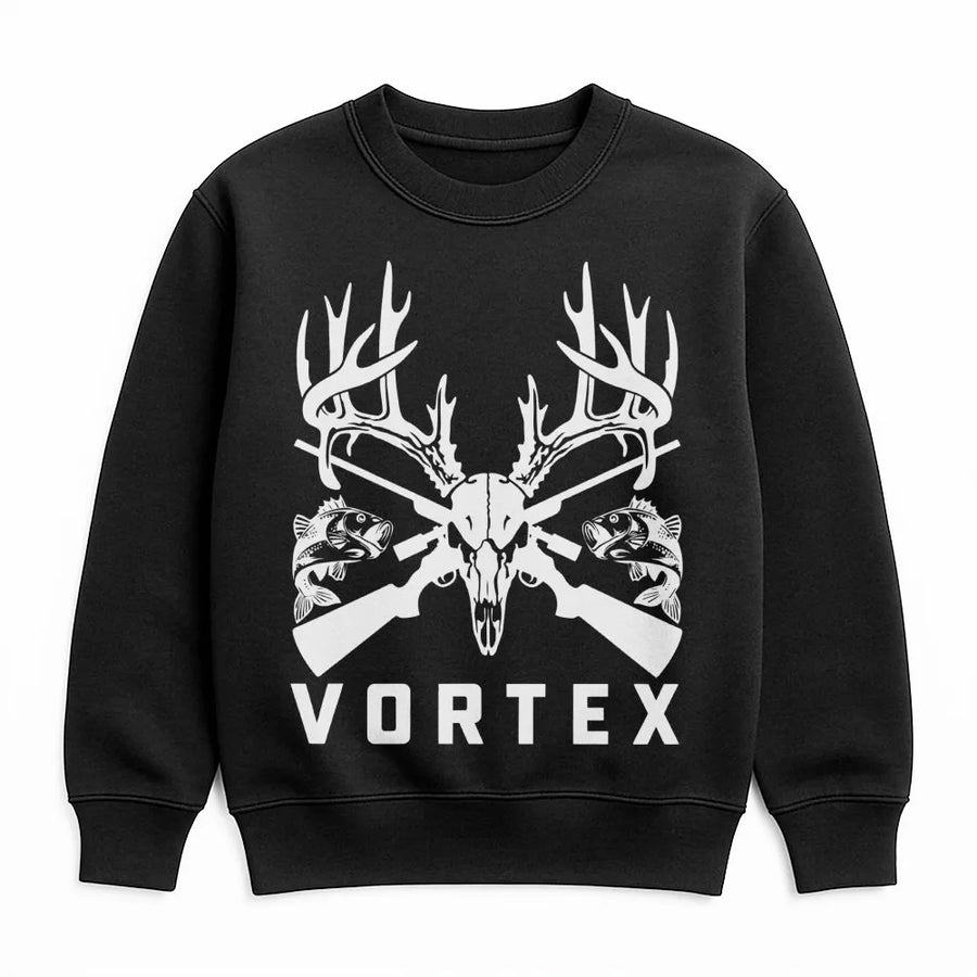 Hunting and Fishing Sweatshirt | Deer Skull and Bass Graphic | Premium Unisex Crewneck | Outdoor Sportsman Gift for Men and Women
