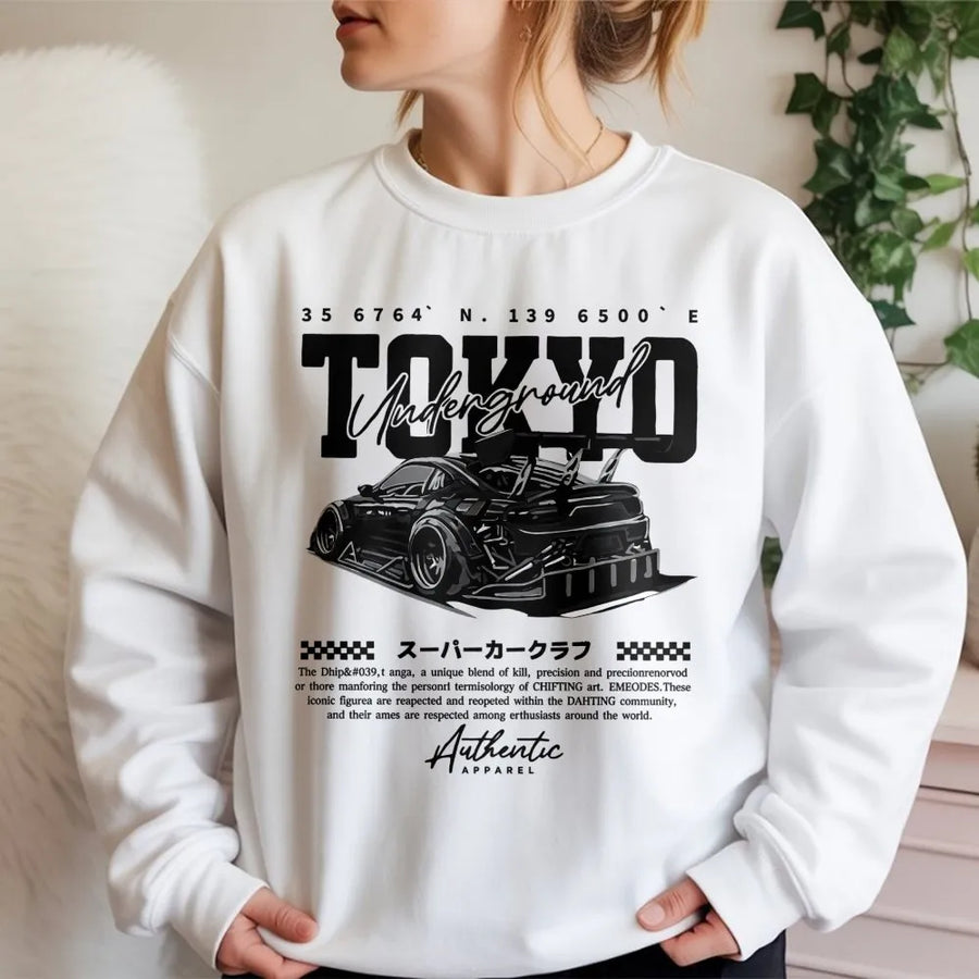 Tokyo Underground Drift Sweatshirt | JDM Racing Car Graphic | Premium Cotton Blend | Streetwear Gift for Car Enthusiasts