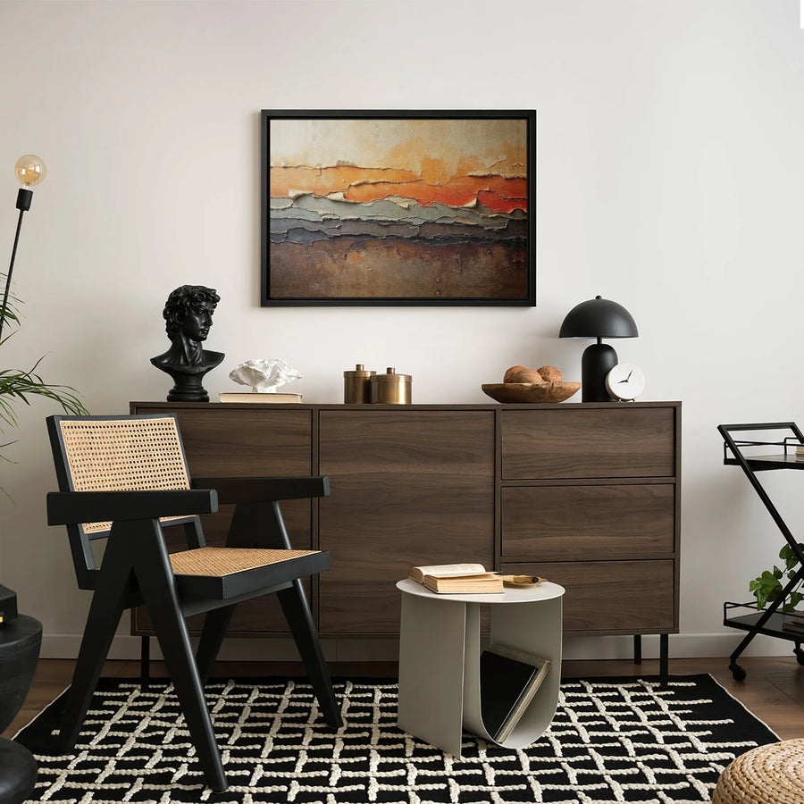 Abstract Landscape Canvas Wall Art | Earth Tone Textured Layered Design | Premium Gallery Wrap Print | Modern Minimalist Home Decor Gift