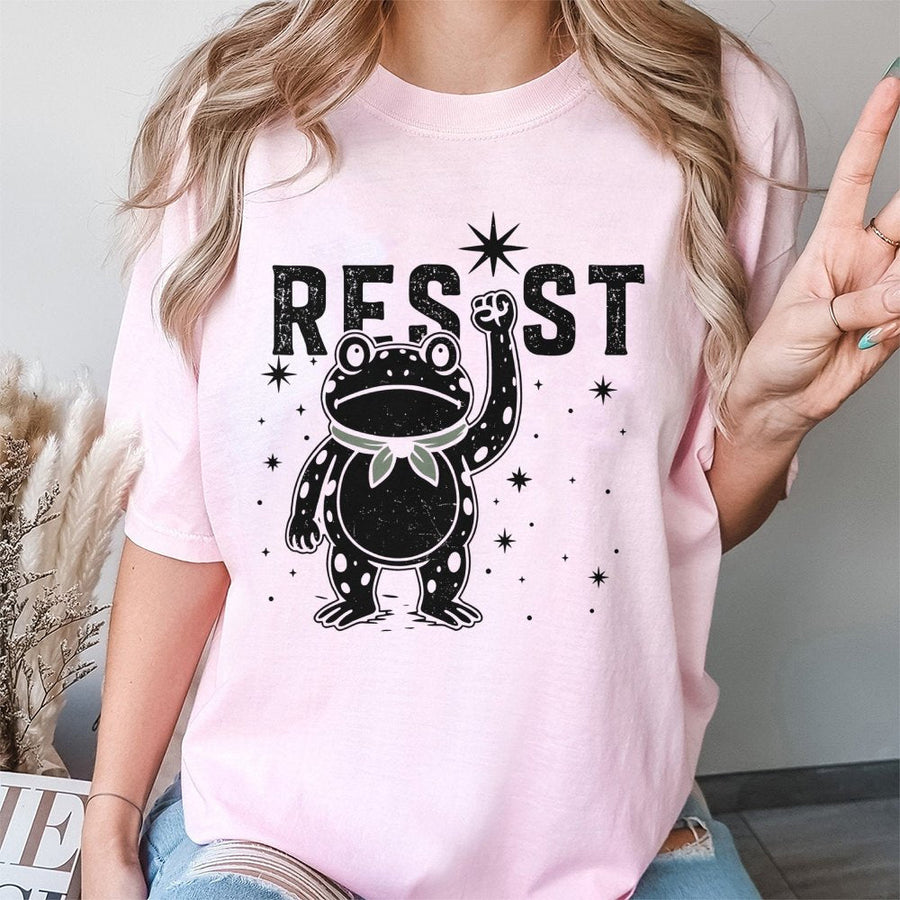 Resist Frog T-Shirt | Vintage Graphic Activist Print | 100% Premium Cotton Tee | Unisex Gift for Protest and Social Justice
