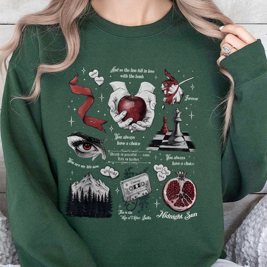 Vampire Romance Graphic Sweatshirt | Bookish Aesthetic Fantasy Symbols | Premium Cotton Blend | Book Lover Gift for Readers