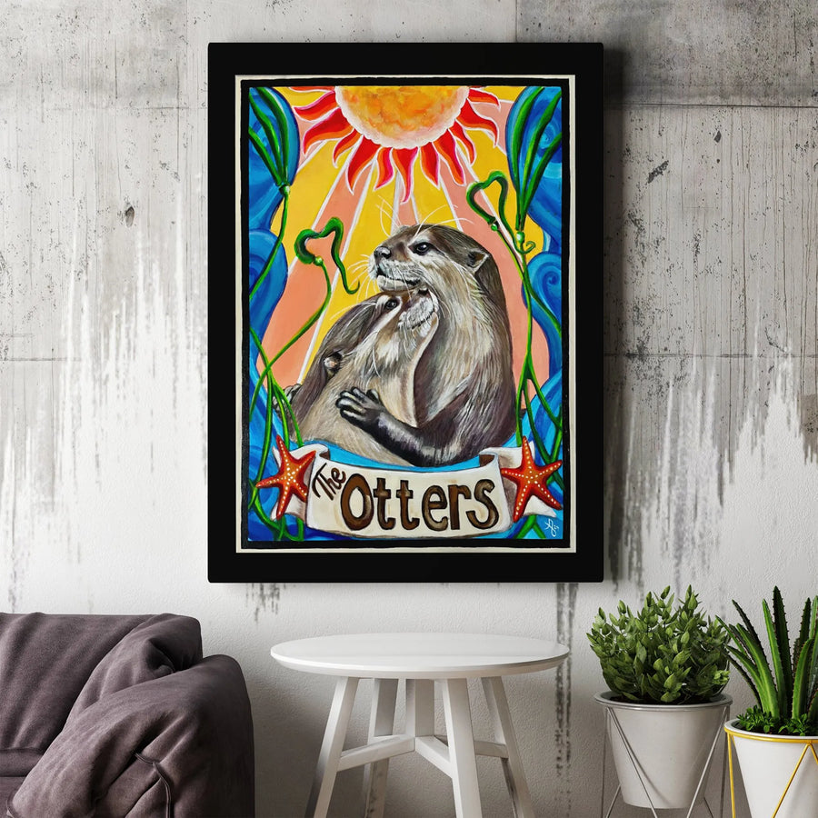 Otter Wall Art Canvas | Mother and Child Coastal Print | Premium Gallery Wrapped Decor | Heartwarming Wildlife Gift for Animal Lovers