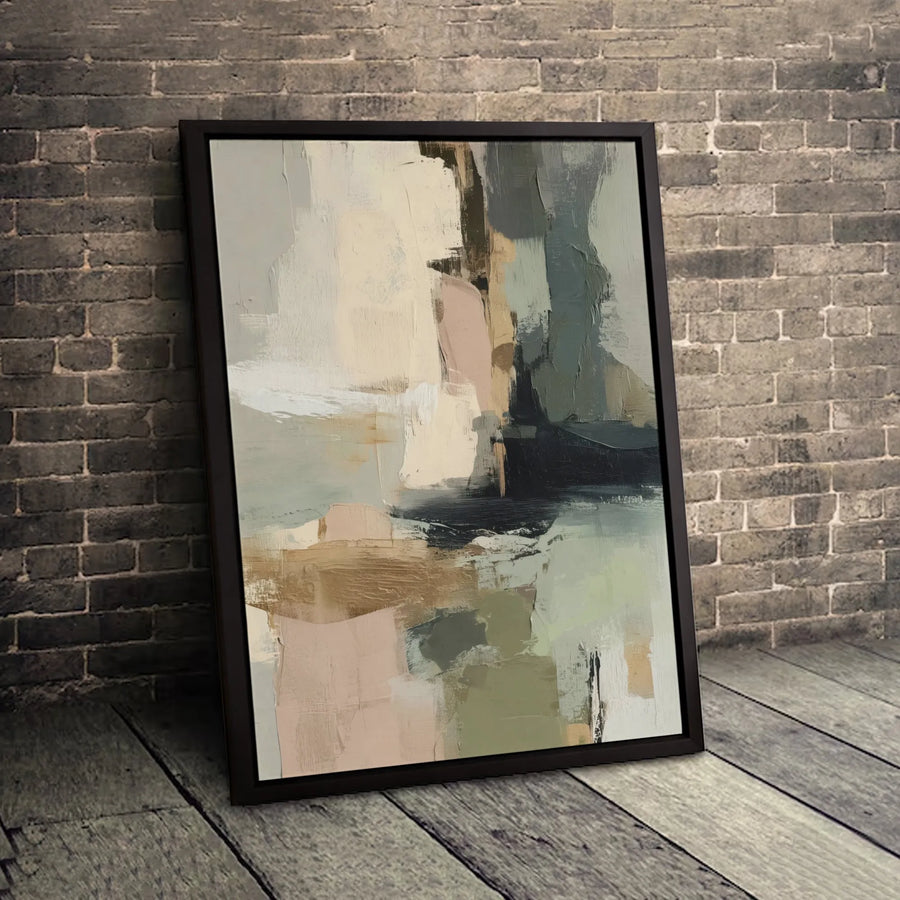 Abstract Wall Art Canvas | Muted Earth Tones Modern Painting | Gallery Quality 1.25 Inch Profile | Premium Home Decor Gift