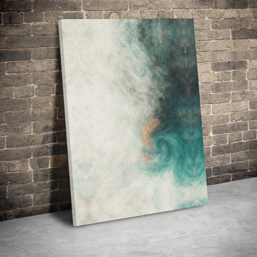 Abstract Teal Swirl Canvas Wall Art | Modern Watercolor Cloud Design | Gallery Quality 1.25 Inch Profile | Minimalist Home & Office Decor Gift