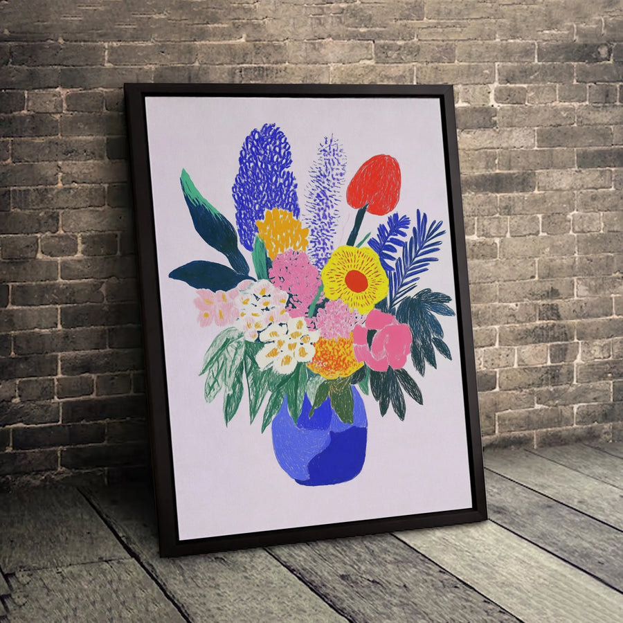 Abstract Floral Bouquet Canvas Art | Colorful Modern Flower Painting | Premium Gallery Wrap Print | Home Decor Wall Art Gift for Living Room