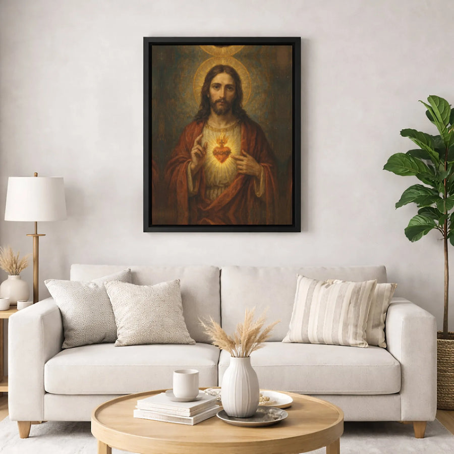 Sacred Heart of Jesus Canvas Wall Art | Classical Religious Portrait | Premium Gallery-Wrapped Print | Spiritual Home Decor Gift