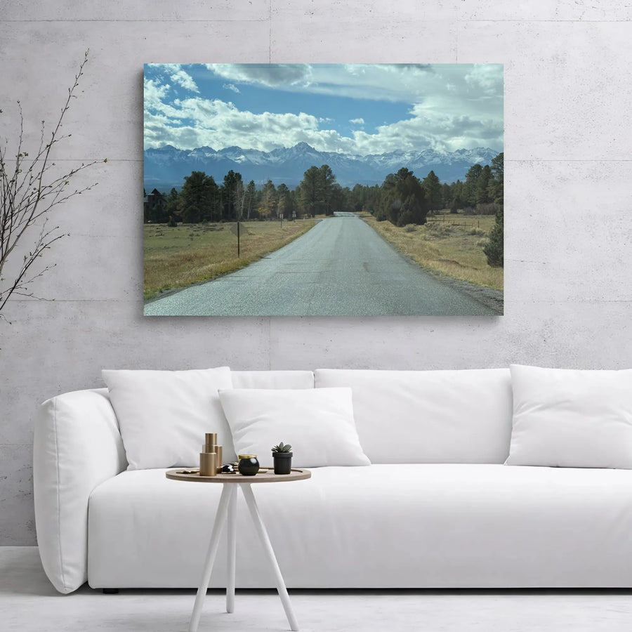 Mountain Landscape Canvas Wall Art | Snow-Capped Peak Road View | Premium Gallery Wrap Decor | Nature Photography Gift for Home Office