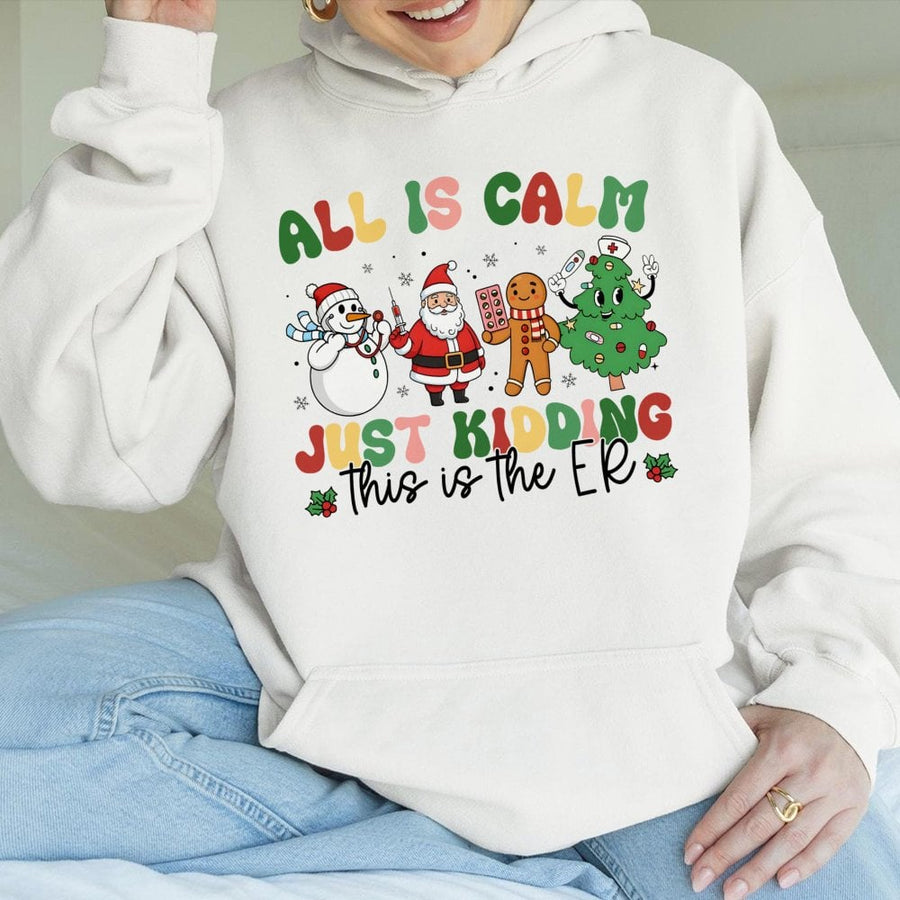 Nurse Christmas Hoodie | Funny ER Medical Staff Holiday Graphic | Cotton-Blend Premium Sweatshirt | Gift for Nurses & Doctors