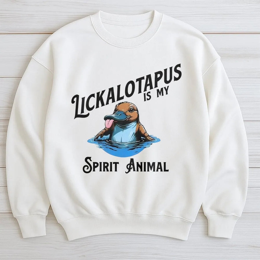 Lickalotapus Spirit Animal Sweatshirt | Funny Platypus Graphic | Premium Cotton Tee | Unique Novelty Gift for Men & Women