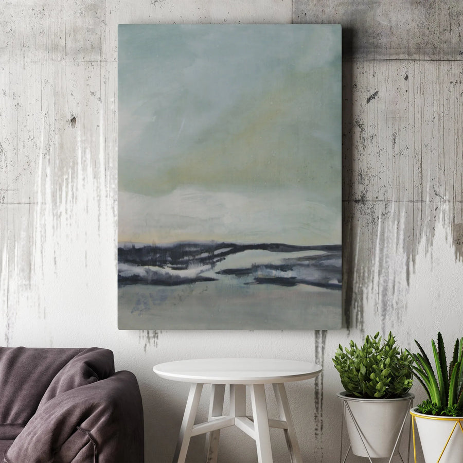 Abstract Landscape Vertical Canvas | Muted Watercolor Coastal Art Print | Premium Gallery Wrap Wall Decor | Modern Home & Office Gift