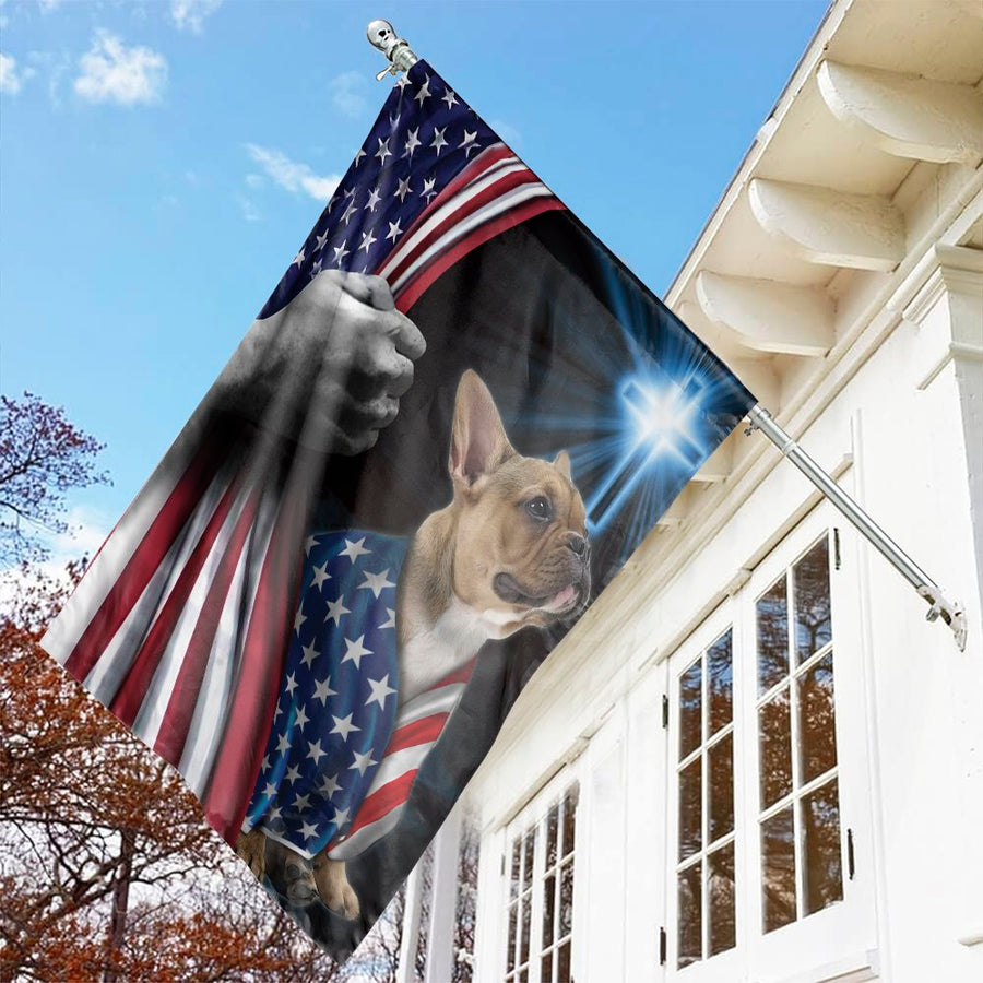 French Bulldog USA Flag Garden Flag | Religious Cross & Patriotic Design | Premium Weather-Resistant Polyester | Gift for Dog Lovers & Home Decor