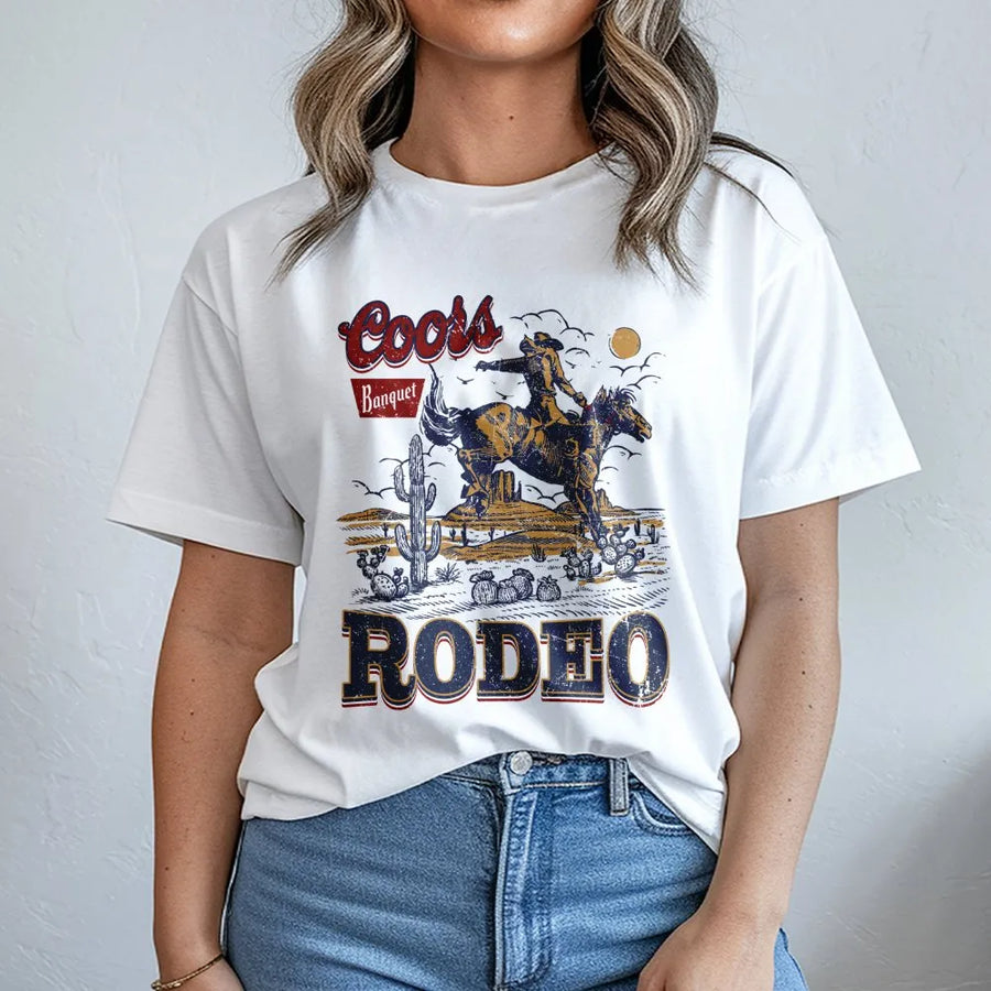 Coors Rodeo 90s Cowboy T-Shirt, Vintage 2000s Graphic Western, Relaxed Adult, Wild West