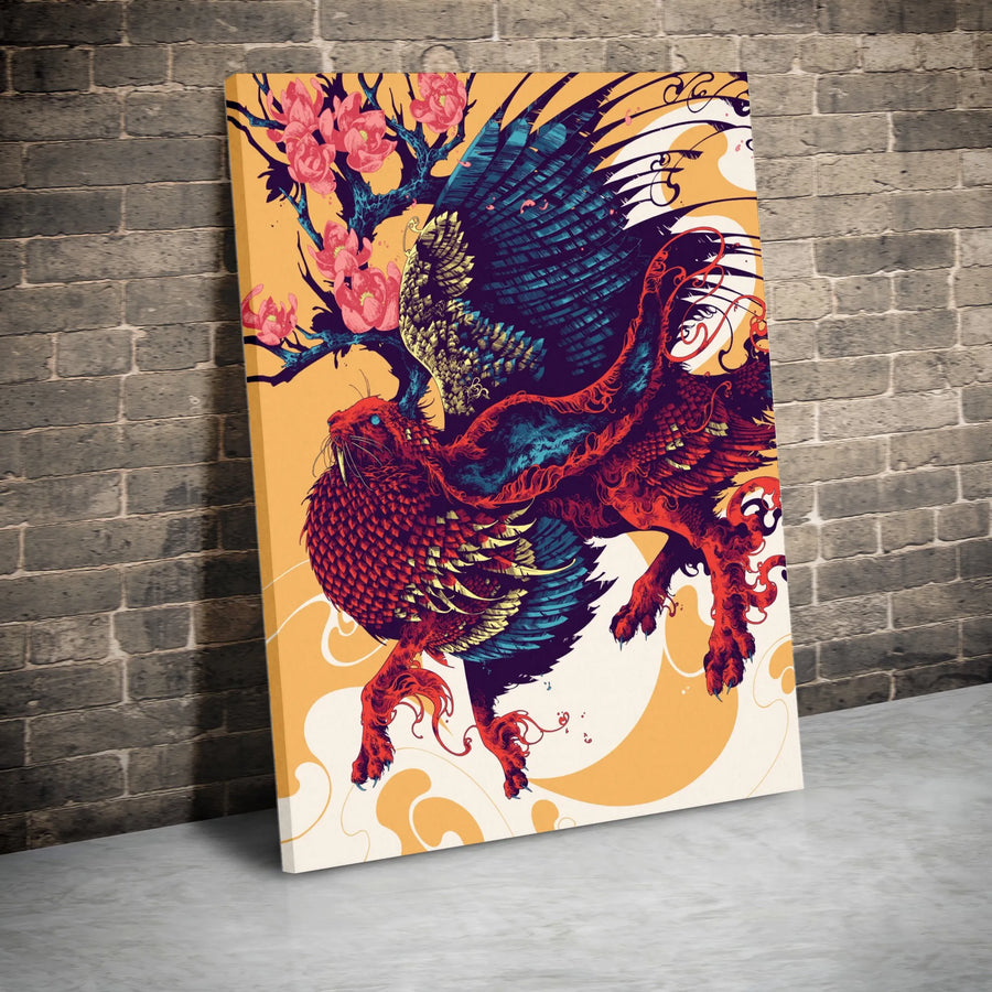 Wolpertinger Canvas Wall Art | German Folklore Mythical Creature Illustration | Premium Gallery Wrapped Print | Gift for Mythology & Cryptozoology Fans