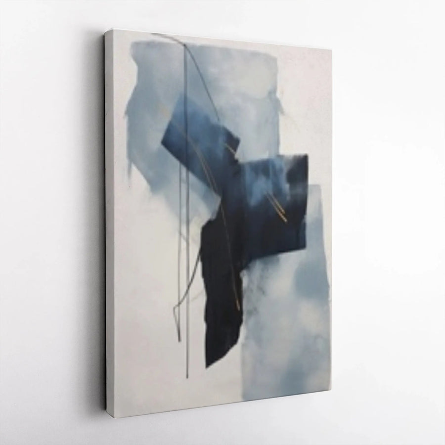 Abstract Blue Vertical Canvas | Modern Blue Cascade Wall Art | Premium 1.25" Thick Gallery Wrap | Minimalist Decor for Living Room