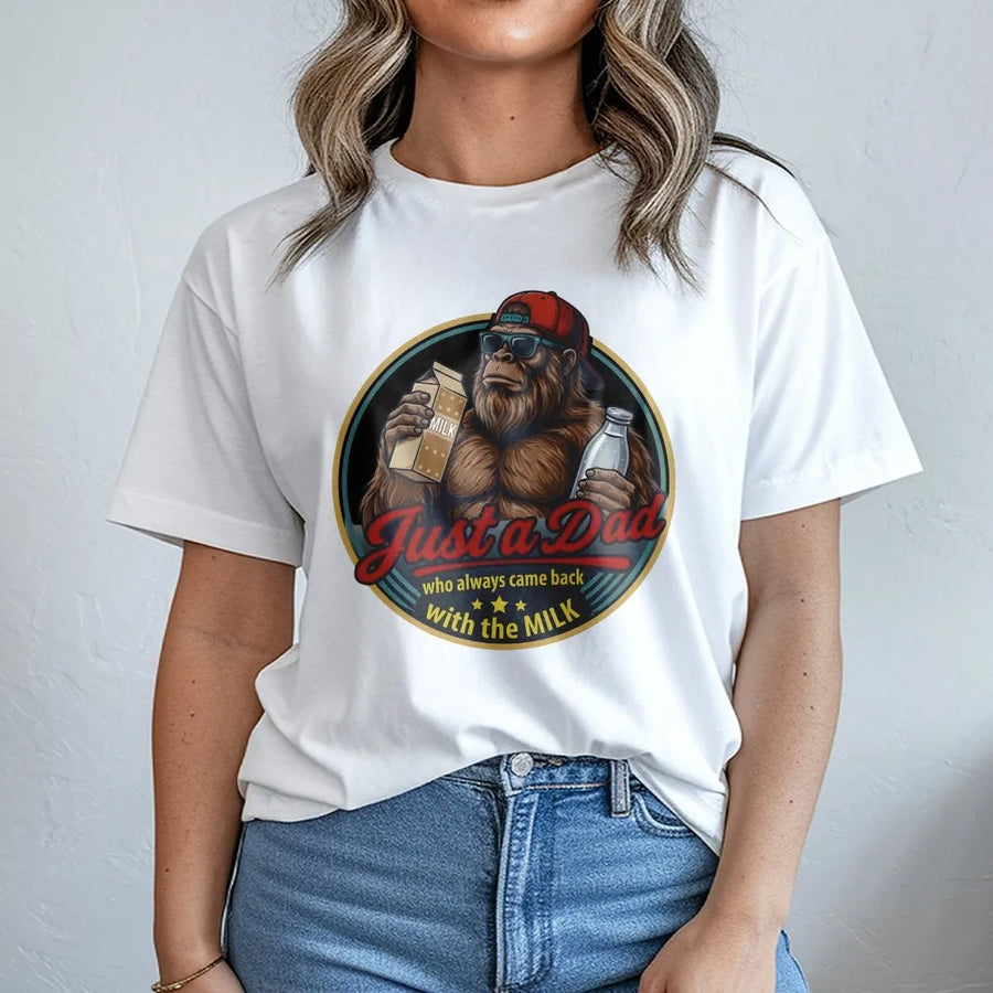 Funny Bigfoot Dad T-Shirt | Retro Sasquatch Graphic Tee | Premium Cotton | Unique Father's Day Gift for Men