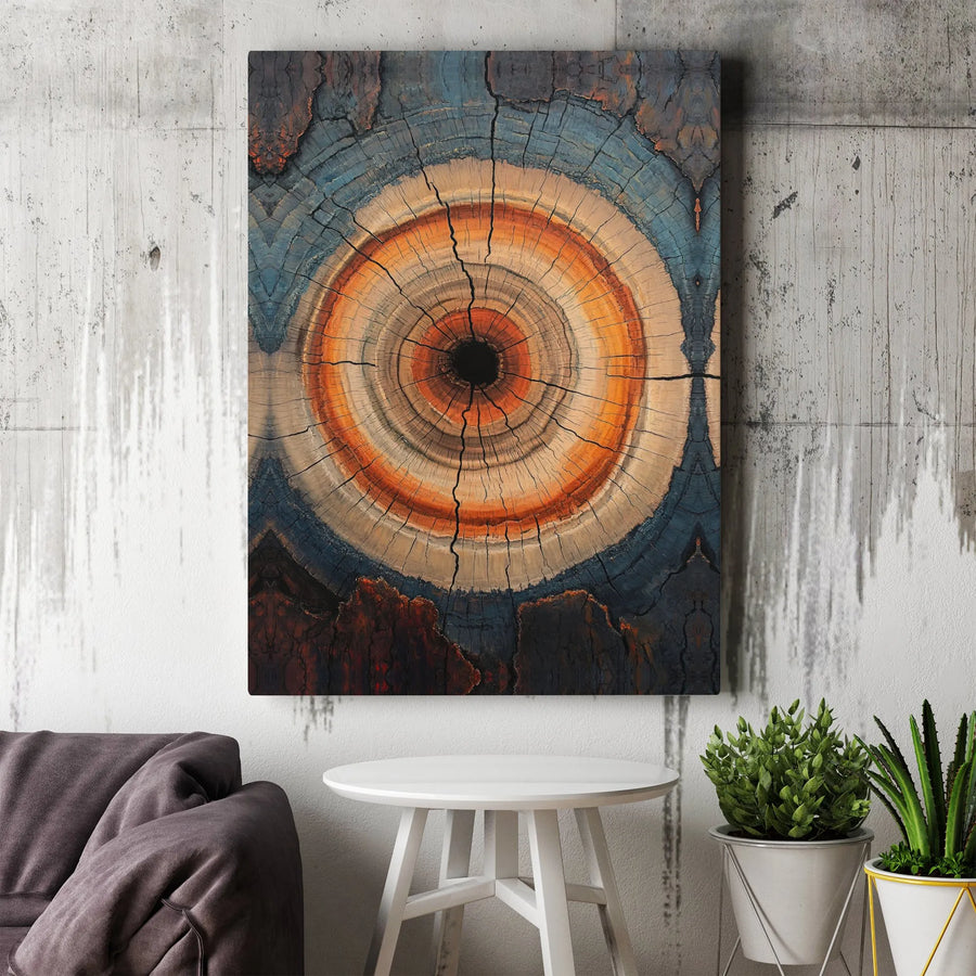 Tree Ring Canvas Wall Art | Abstract Wood Slice Cross Section Print | Premium Gallery Wrapped Canvas | Modern Rustic Home Decor Gift