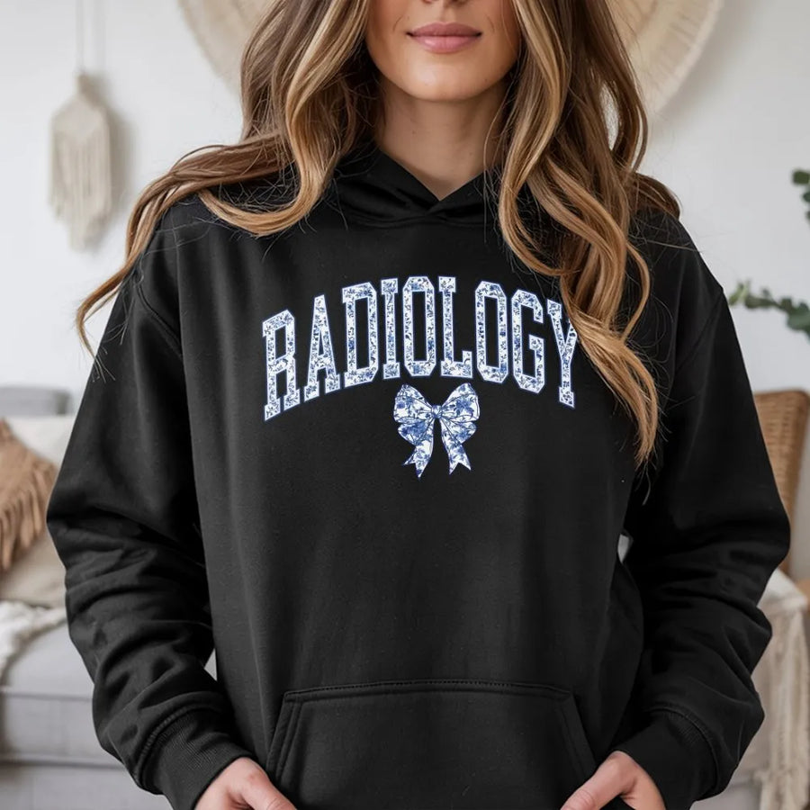 Radiology Hoodie | Coquette Floral Bow Aesthetic | Premium Cotton Blend | Gift for X-Ray Tech Radiographer Student