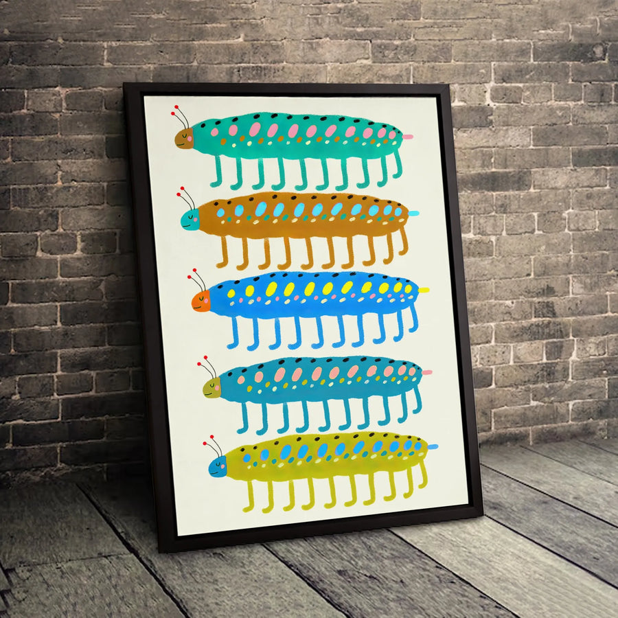 Colorful Caterpillar Canvas Art | Whimsical Insect Wall Decor | Premium 1.25-Inch Gallery Wrap | Cute Nursery & Kids Room Gift