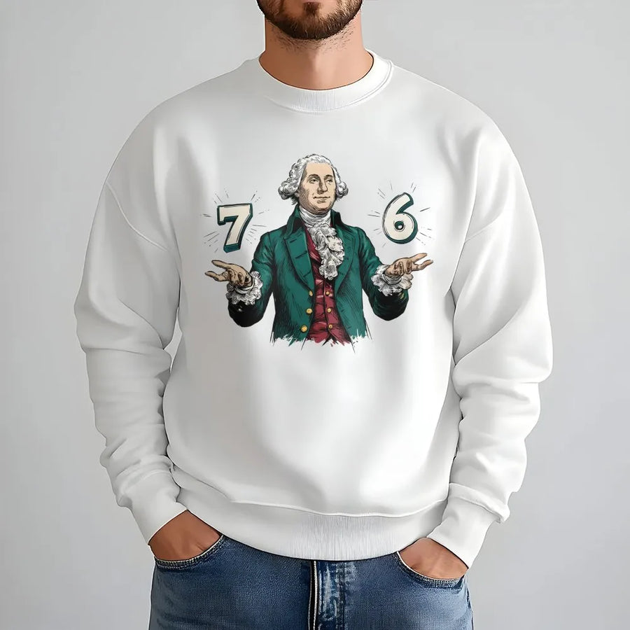 George Washington 1776 Sweatshirt | Patriotic American History Design | Premium Cotton Blend Crewneck | Historical Gift for History Buffs