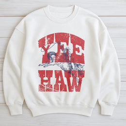 Yee Haw Cowboy Sweatshirt | Retro Patriotic Western Graphic | Premium Soft Cotton | 4th of July Rodeo Gift for Cowgirl