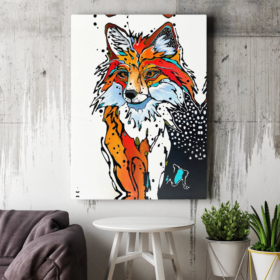 Colorful Fox Wall Art Canvas | Modern Abstract Animal Portrait | Gallery-Quality Fade-Resistant Print | Wildlife Home Decor Gift