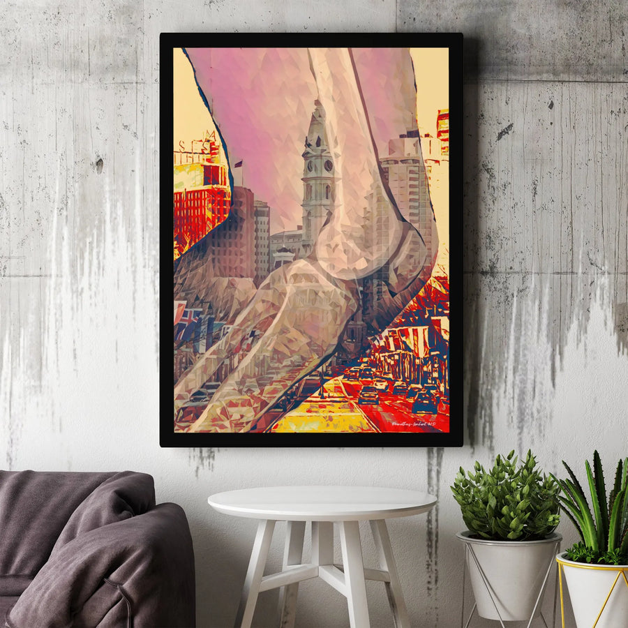 Philadelphia Cityscape Anatomy Wall Art | Abstract Knee Joint Canvas Print | Gallery Quality 1.25-inch Profile | Medical Office Decor Gift