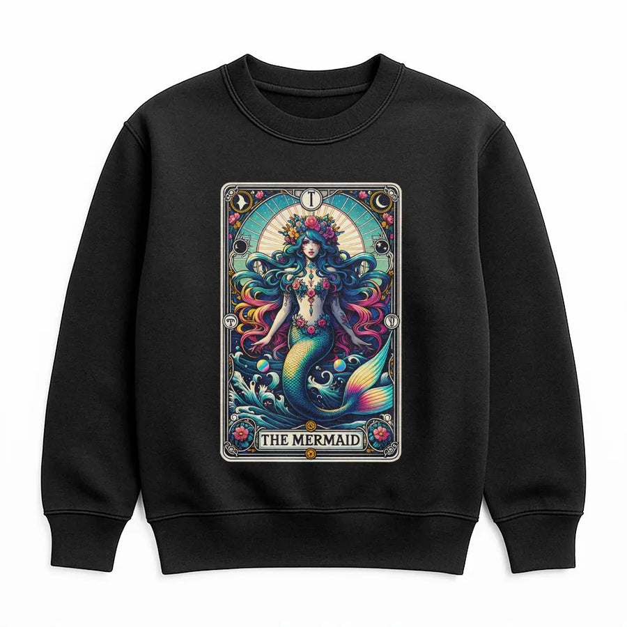 Mermaid Tarot Card Sweatshirt | Vintage Mystic Ocean Graphic | Premium Cotton Blend Sweatshirt | Gift for Tarot Reader & Witchy Aesthetic