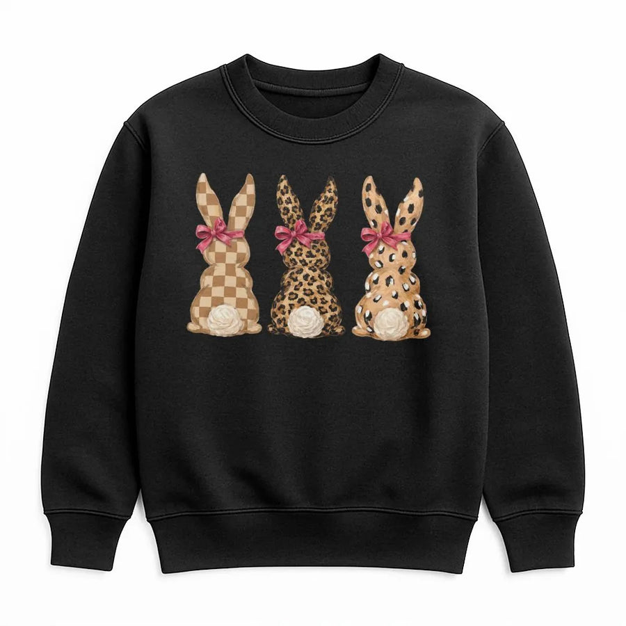Leopard Bunny Easter Shirt | Cute Rabbit Graphic Tee with Leopard & Checkered Print | Soft Cotton Top | Happy Easter Gift for Women