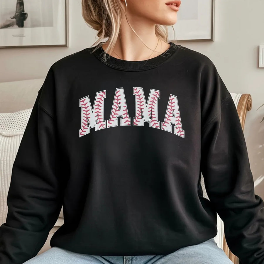 Baseball Mama Sweatshirt | Baseball Stitch Lettering | Cozy Cotton Blend | Mothers Day Gift for Sports Mom