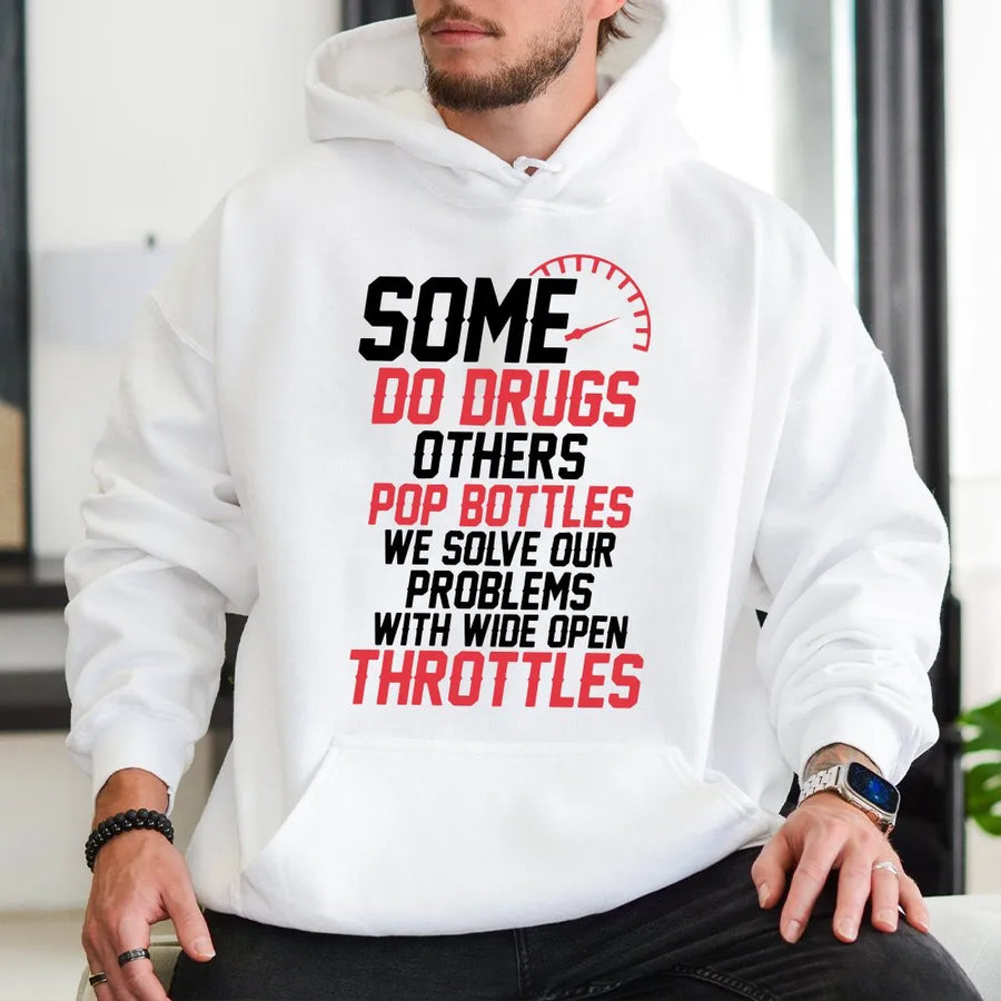 Wide Open Throttle Hoodie | Funny Biker Graphic Tee | Soft Breathable Cotton | Gift for Car Guy or Motorcycle Enthusiast