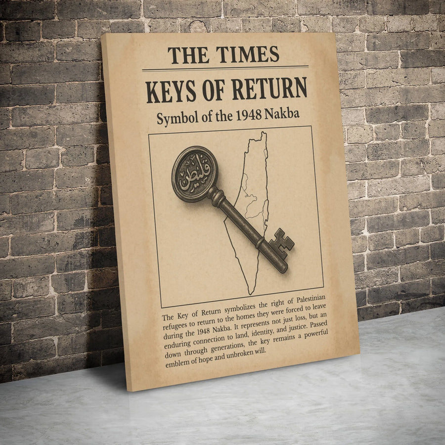 Keys Of Return Canvas | 1948 Nakba Palestinian Heritage Art | Premium Gallery Wrap Decor | Cultural History Gift For Home Or Office