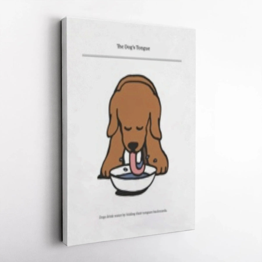 Dog Tongue Anatomy Vertical Canvas | Minimalist Veterinary Illustration | Premium Gallery Wrap Wall Art | Gift for Veterinarian, Vet Tech