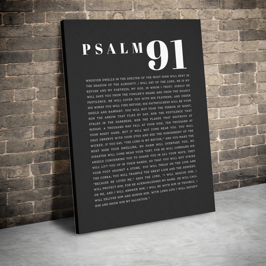 Psalm 91 Wall Art | Scripture Bible Verse Print | Premium Gallery Wrapped Canvas | Religious Christian Home Decor Gift