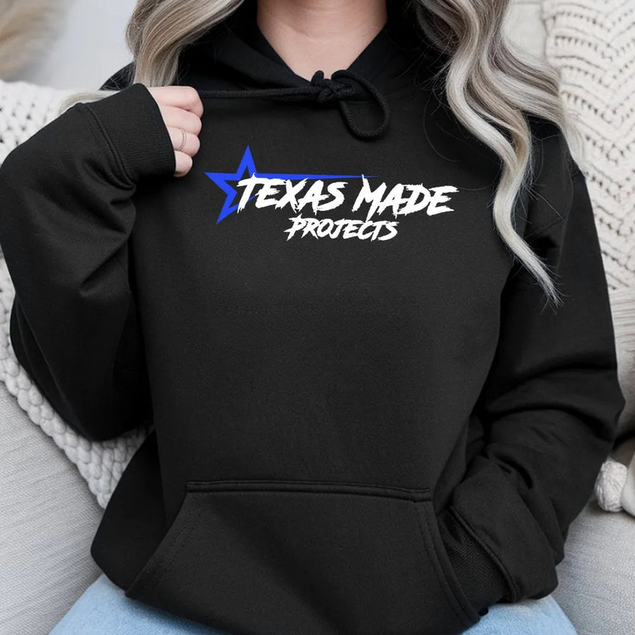 Texas Made Hoodie | Blue Star Graphic Pullover | Premium Cotton Blend | Unisex Texas Pride Gift for Men and Women