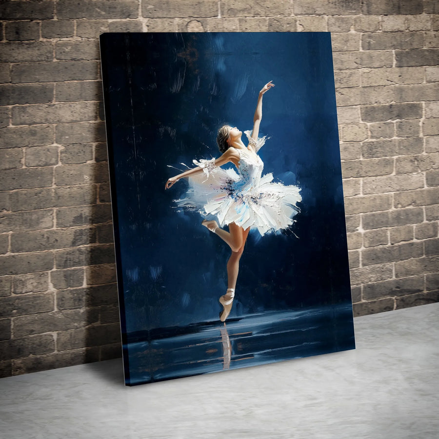 Ballerina Canvas Wall Art | Impressionist Dancer in White Tutu | Premium Fade-Resistant Gallery Wrap | Elegant Home Decor Gift for Her