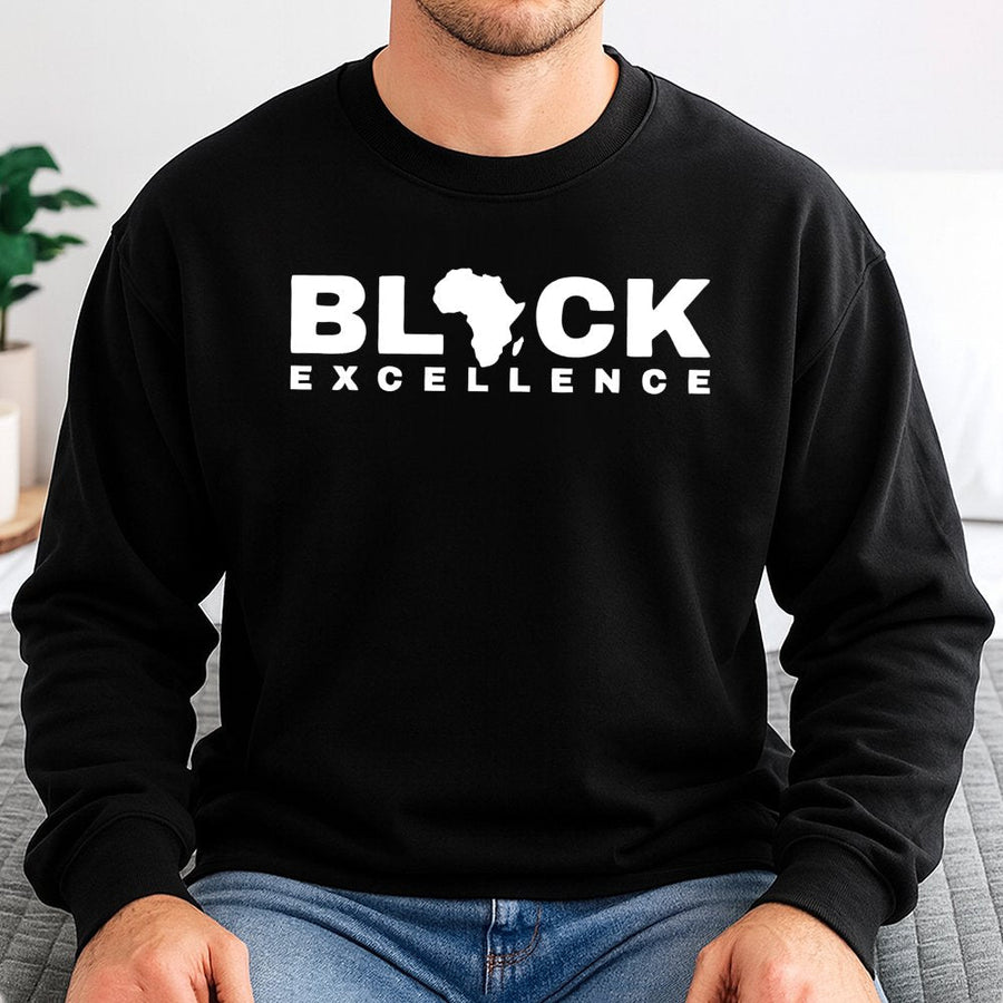 Black Excellence Sweatshirt | Africa Map Graphic Design | Premium Cotton Blend | Empowerment Gift for Men and Women