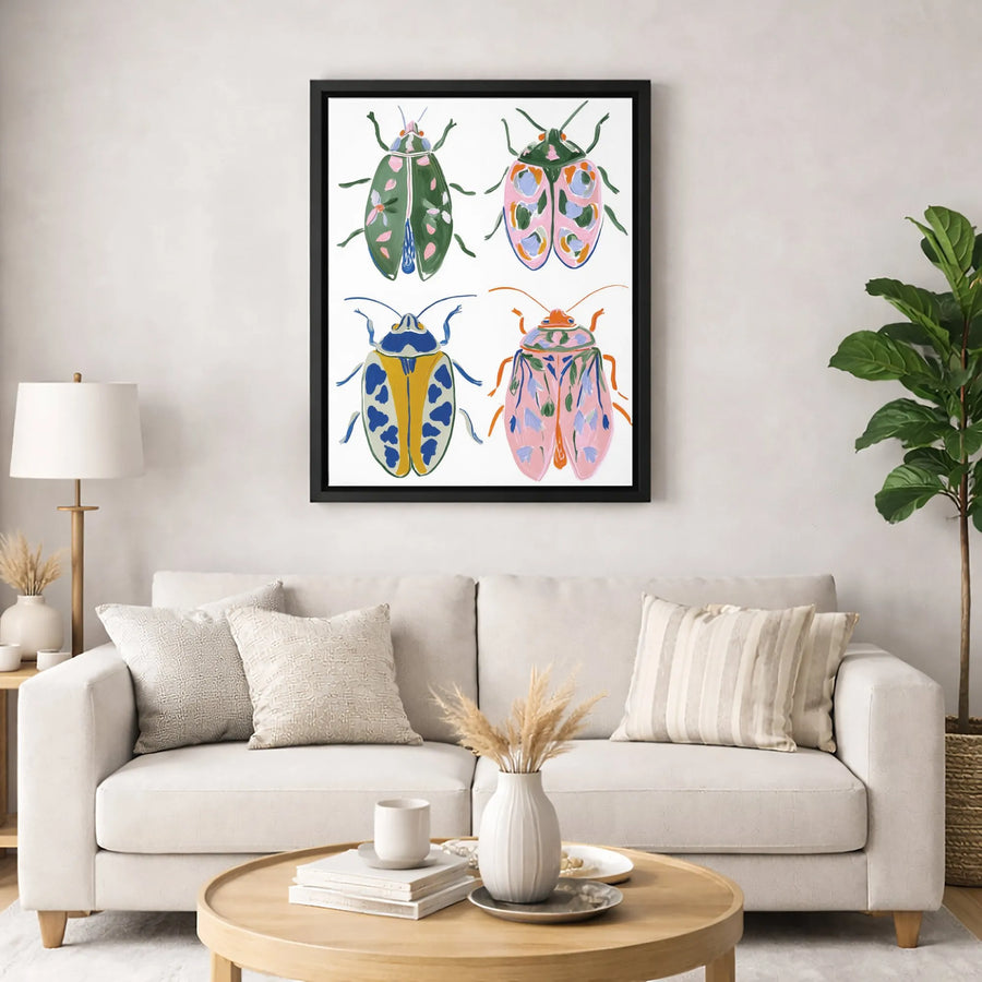 Colorful Beetle Wall Art | Modern Insect Illustration Print | Gallery Quality Premium Canvas | Nature Lover Gift for Office or Home Decor
