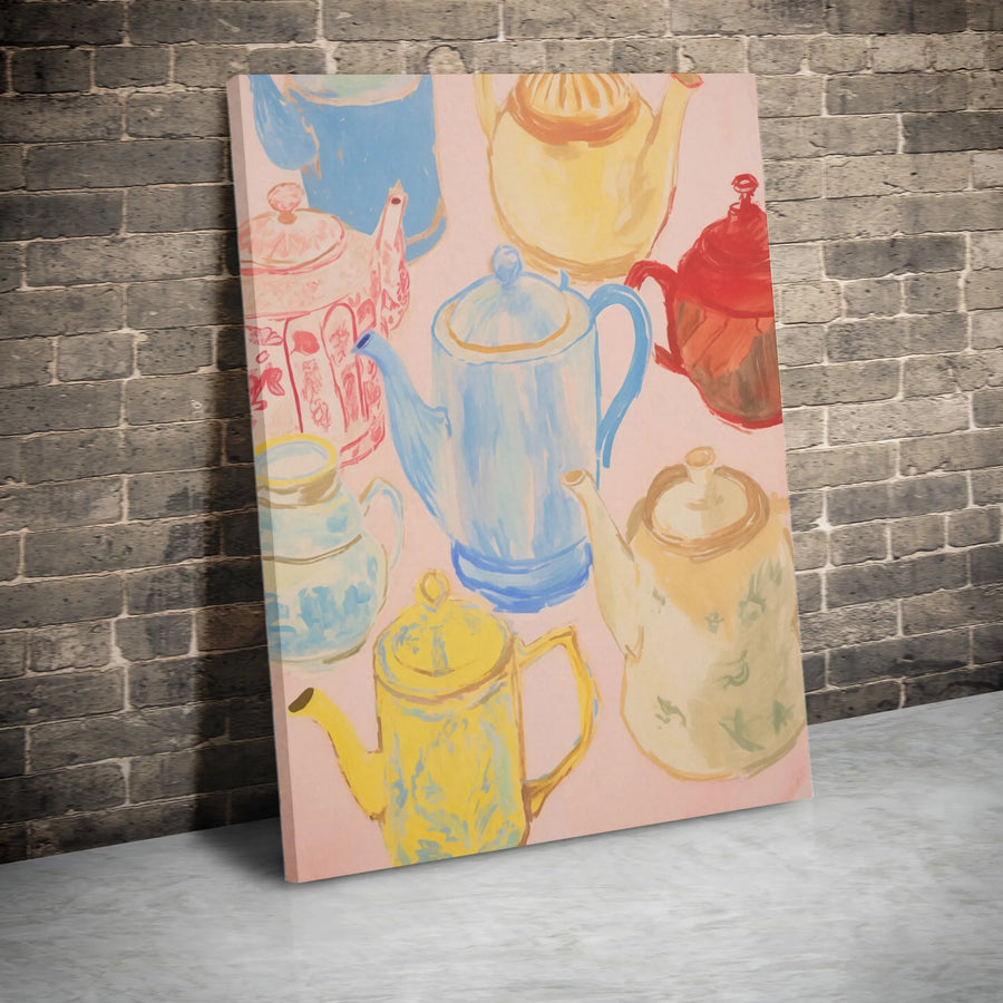 Colorful Teapot Canvas Print | Whimsical Kitchen Wall Art | Premium Gallery Wrapped Decor | Gift For Tea Lovers And Home Decor Enthusiasts