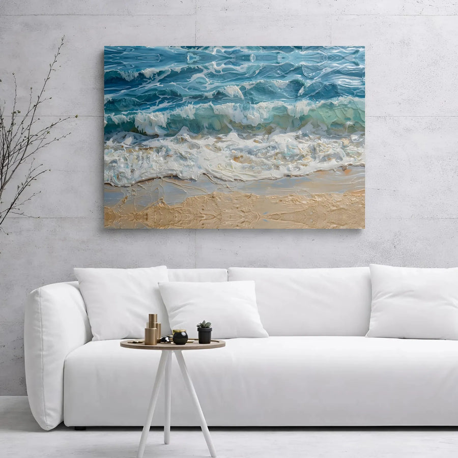 Ocean Waves Wall Art | Textured Coastal Seascape Canvas Print | Premium Gallery-Wrapped 1.25" Decor | Ready To Hang Beach Home Decor Gift