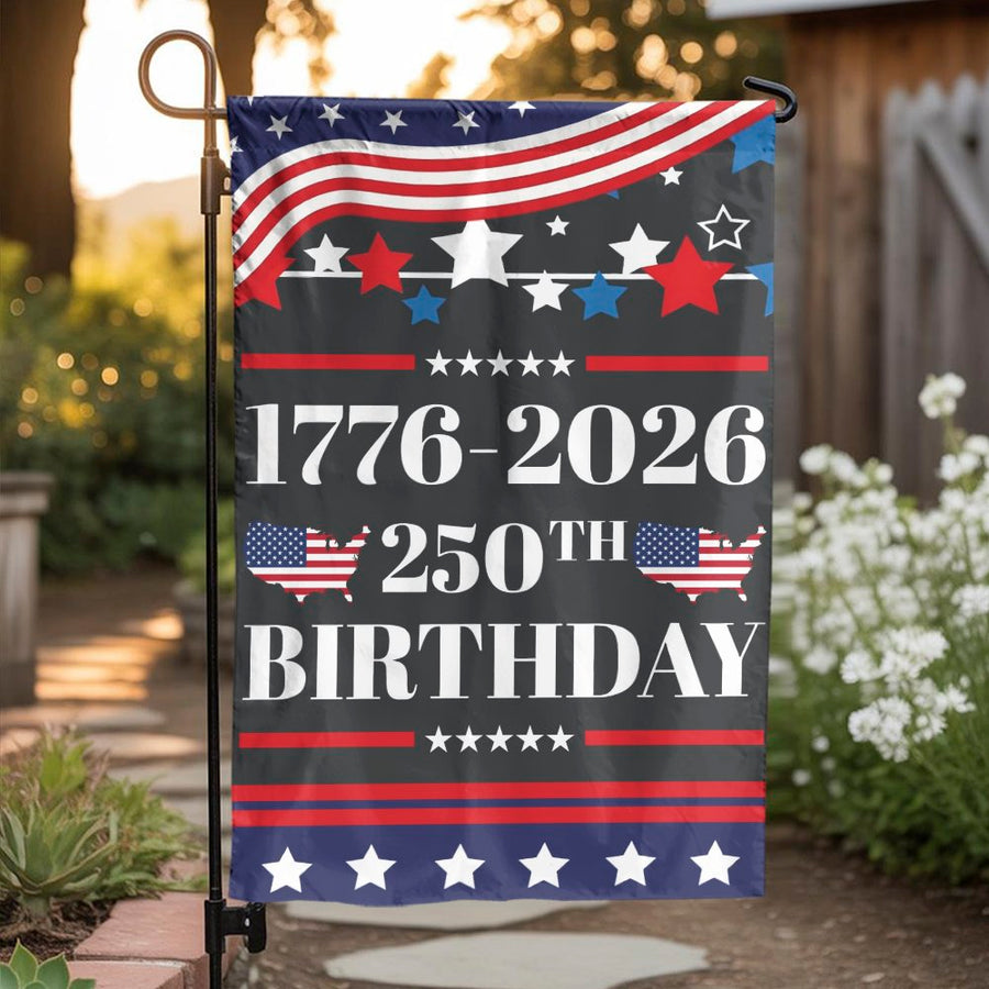 USA 250th Birthday Garden Flag | 1776-2026 Semiquincentennial Patriotic Decor | Premium Weather-Resistant Polyester | Outdoor Independence Day Gift