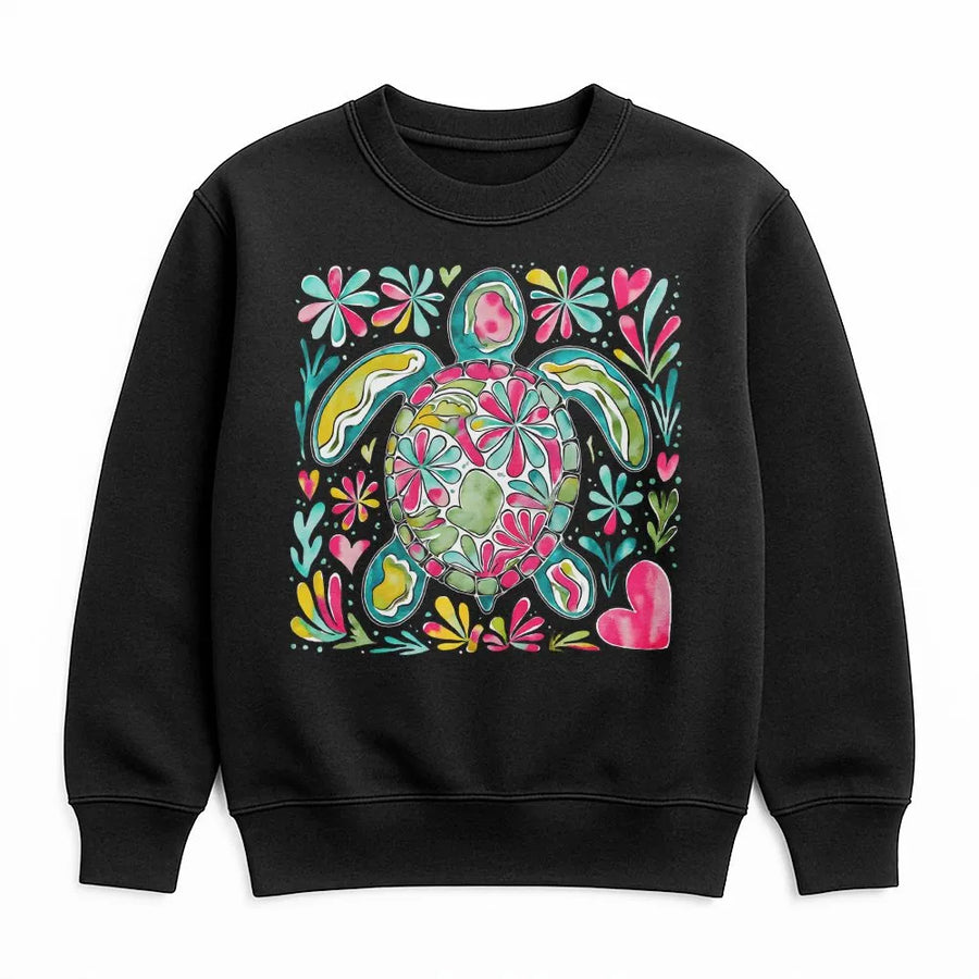 Sea Turtle Sweatshirt | Boho Floral Ocean Art Design | Premium Cotton Blend | Coastal Beach Gift for Women and Sea Life Lovers