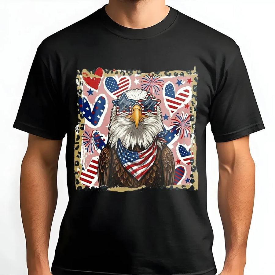 Patriotic Eagle T-Shirt | American Flag Graphic with Sunglasses | Premium Soft Cotton Blend Sweatshirt | Unisex 4th of July Gift