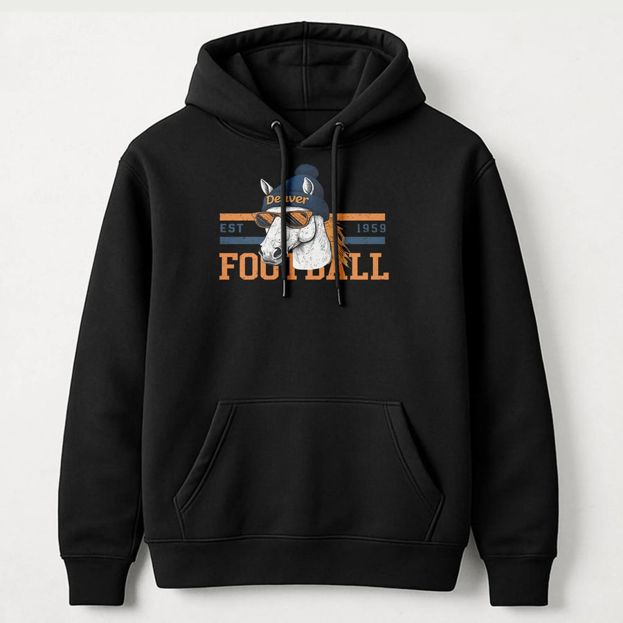 Denver Bronco Vintage Hoodie Retro Football Horse Design Game Day Fan Apparel Unisex Soft Hoodie, Gift For Men Women