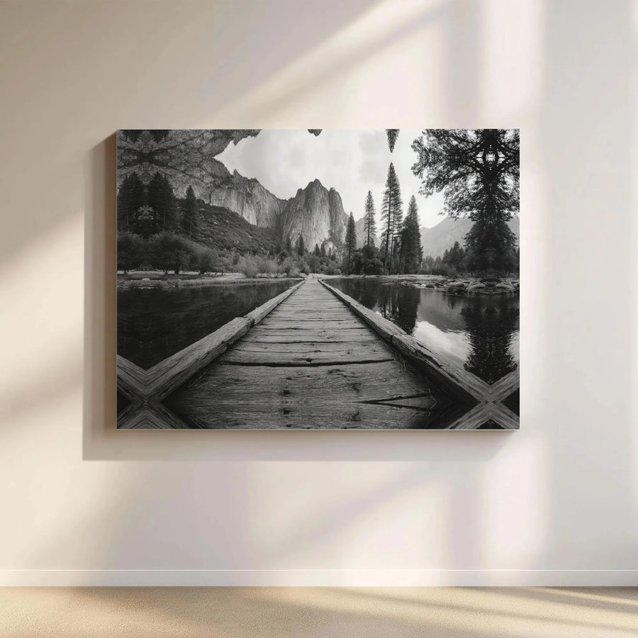 Yosemite Valley Landscape Canvas Print | Black and White Nature Photography | Premium Gallery Wrapped Wall Art | Modern Home Decor Gift