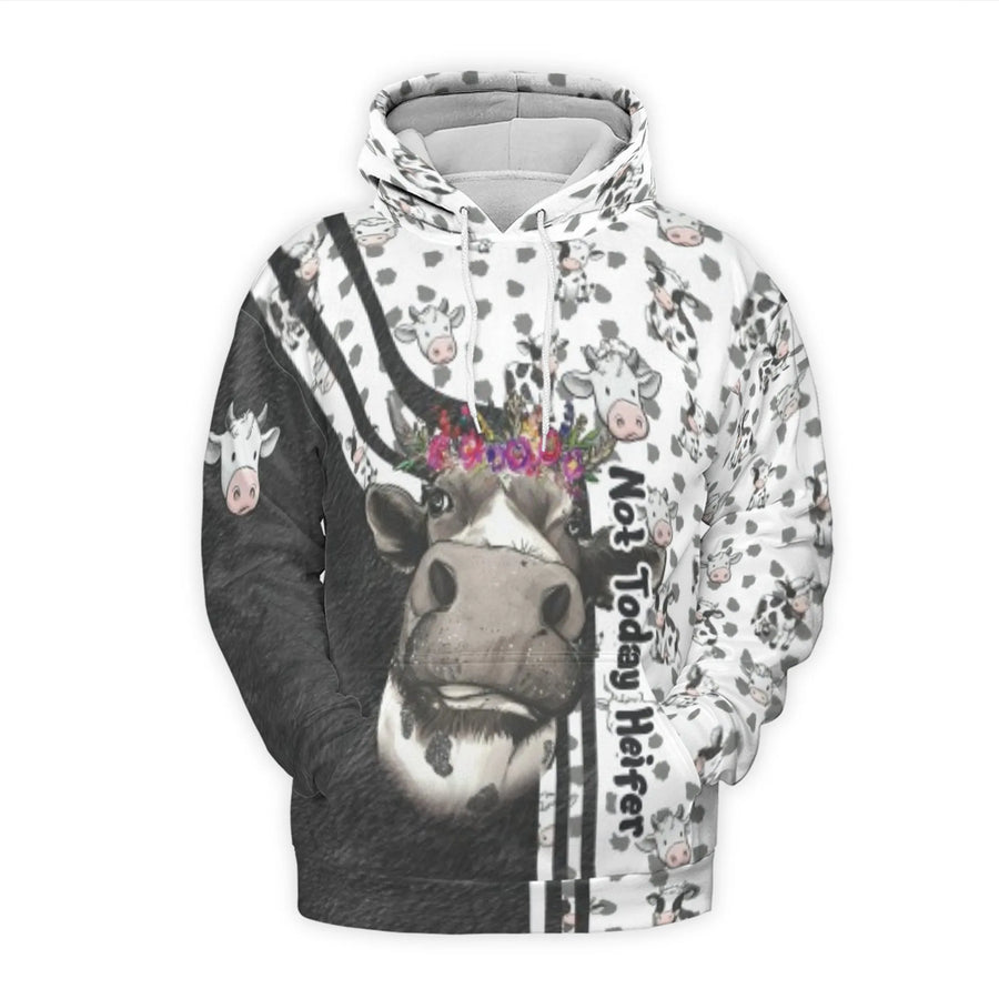 Not Today Heifer Hoodie | Farmhouse Cow Flower Crown Print | Premium Polyester Fleece | Fun Animal Lover Gift for Women