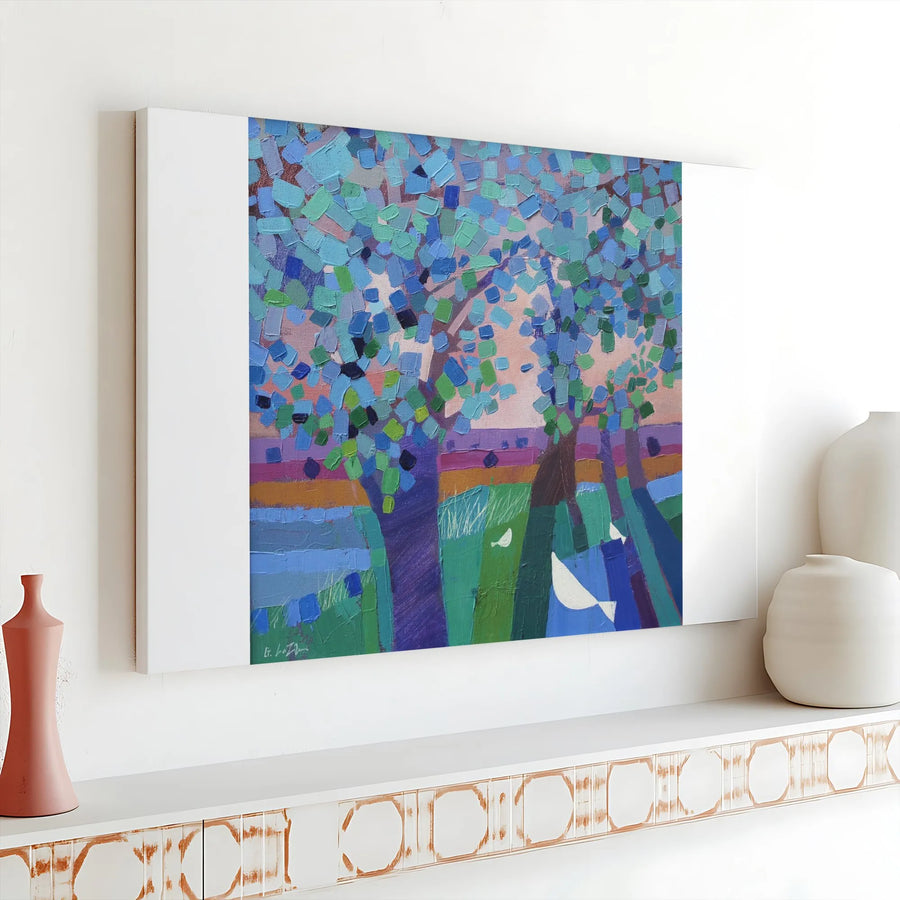 Abstract Tree Canvas Wall Art | Colorful Forest Painting Print | Premium Gallery Wrap Canvas | Modern Home Decor Gift for Living Room