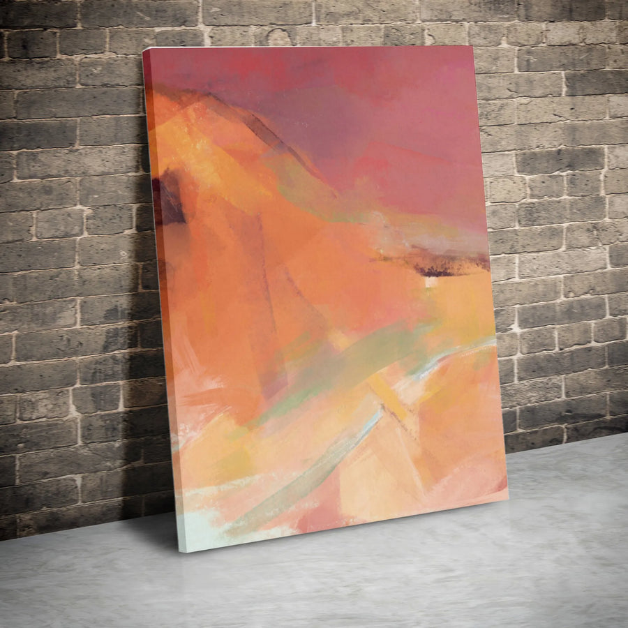 Abstract Vertical Canvas Wall Art | Warm Tone Terracotta Brushstroke Print | Premium Gallery Wrapped Canvas | Modern Living Room & Office Decor Gift