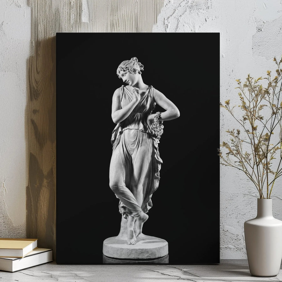 Greek Statue Canvas Art | Classical Female Sculpture Black and White | Premium Gallery Wrap Wall Decor | Aesthetic Home Interior Aesthetic
