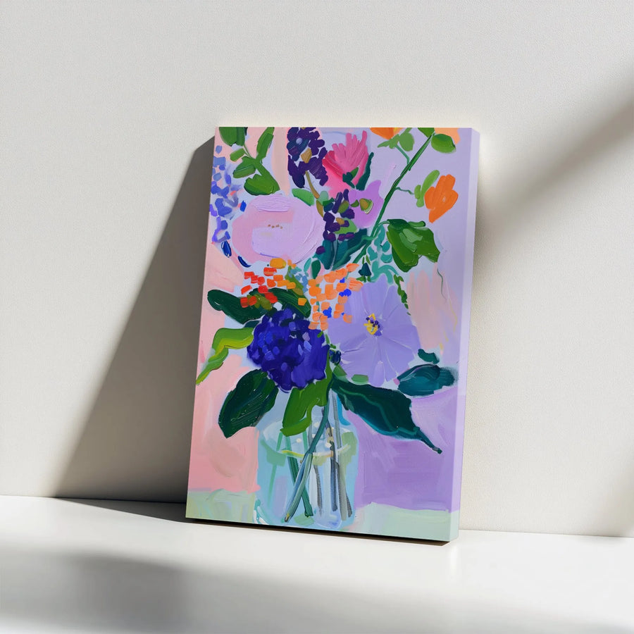 Abstract Floral Vertical Canvas | Vibrant Impressionist Bouquet Print | Premium Frameless Wall Art | Modern Home & Living Room Decor Gift